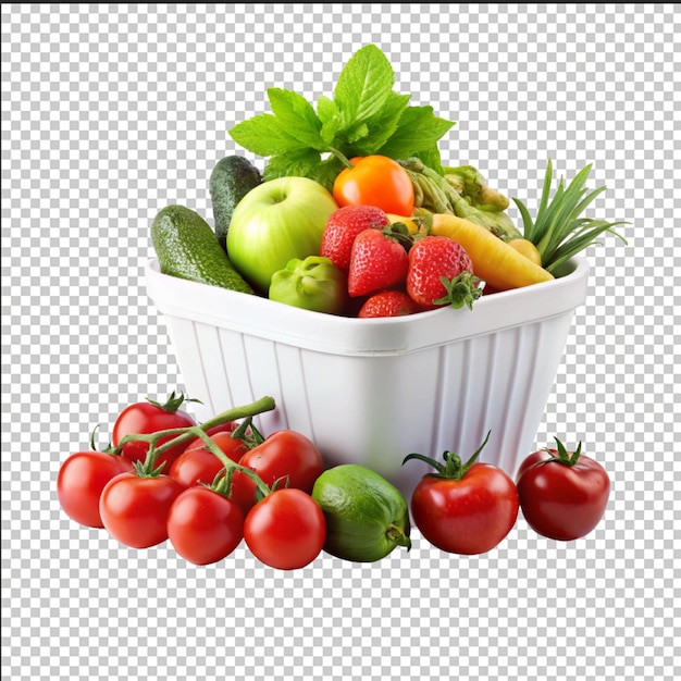 a basket of fruits and vegetables with a picture of a basket of vegetables