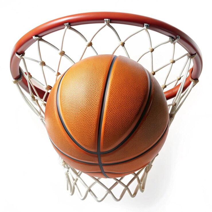 Fotografie a basketball is in a net with a net that says basketball on it