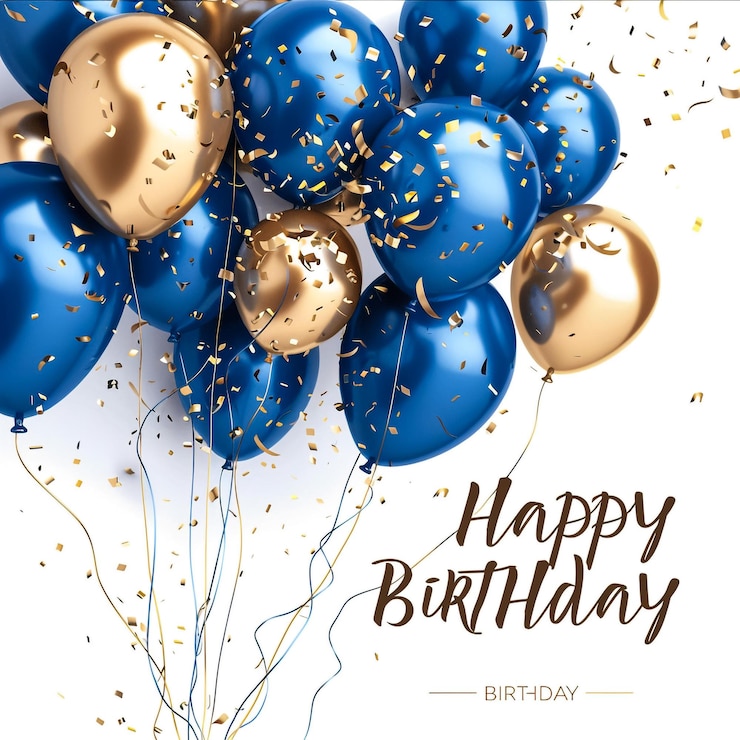Fotografie a birthday card with balloons and gold glitter on it