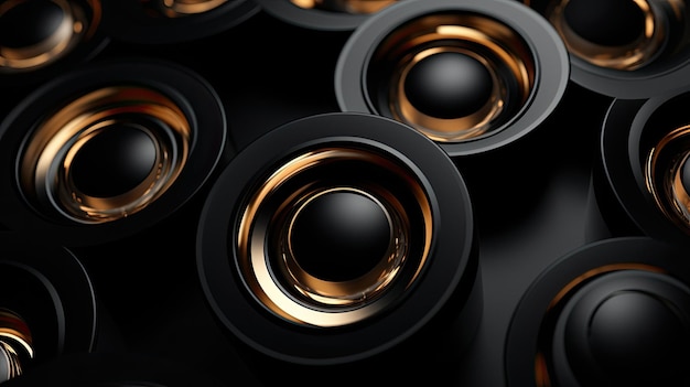 A black background with a gold rim and a black background.
