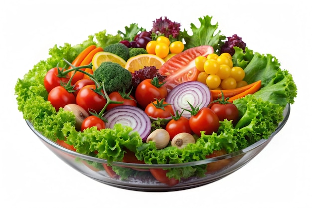a bowl of vegetables including carrots lettuce tomatoes and lettuce