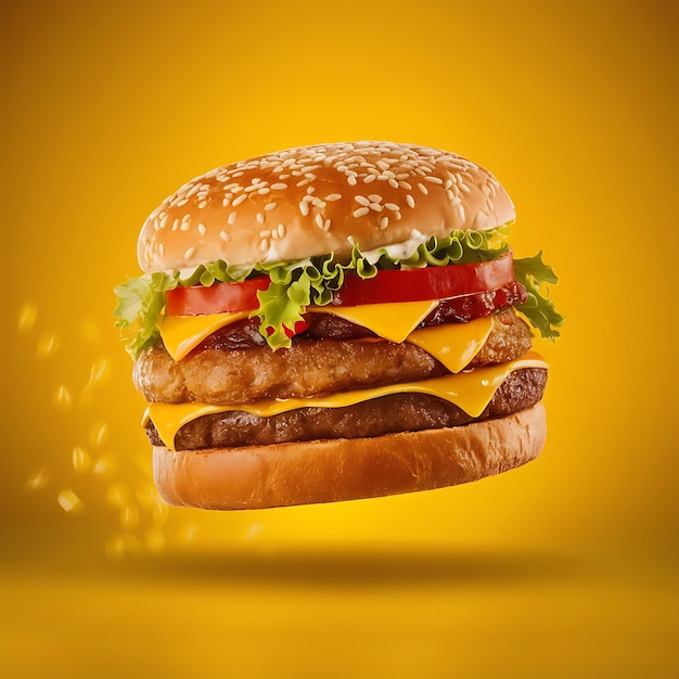 a burger with cheese and tomato sauce on it