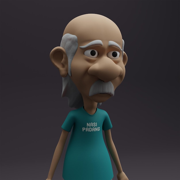 A cartoon man wearing a blue shirt that says kas pro protrans.