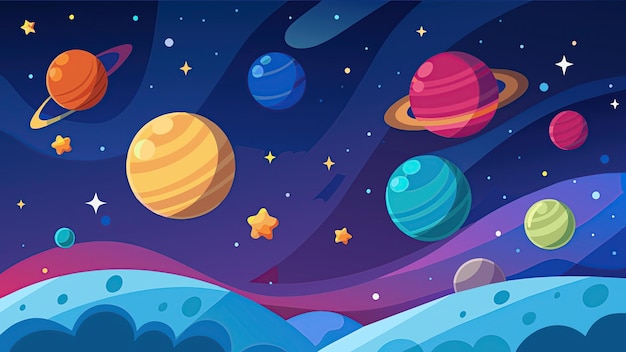 a cartoon of planets and the star system