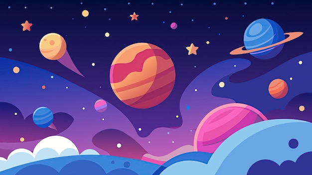 a cartoon of planets and the star system