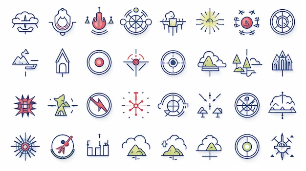 a close up of a bunch of different colored symbols on a white background generative ai
