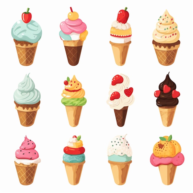 a close up of a bunch of different types of ice cream generative ai