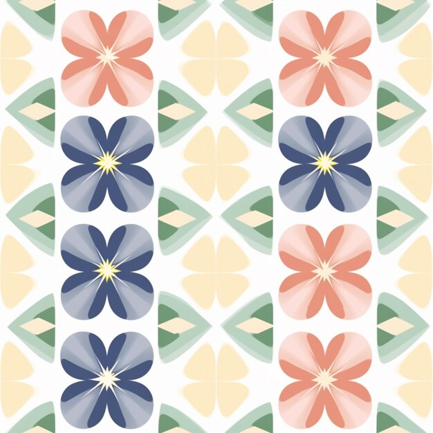 a close up of a pattern with flowers on a white background generative ai