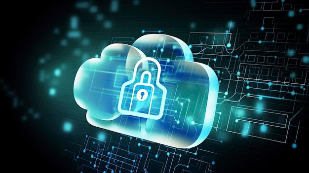 a cloud with a padlock on it