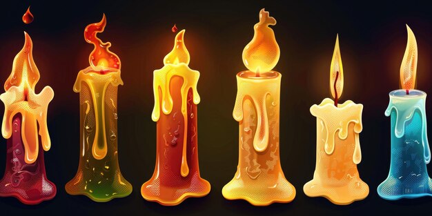 a collection of colorful candles in different shapes great for decorating or adding visual interest to an image