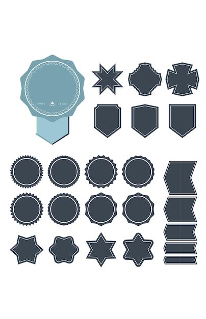 a collection of different black and white signs with a blue background