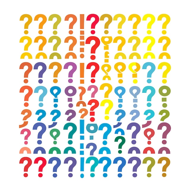 a colorful and colorful background with many question marks