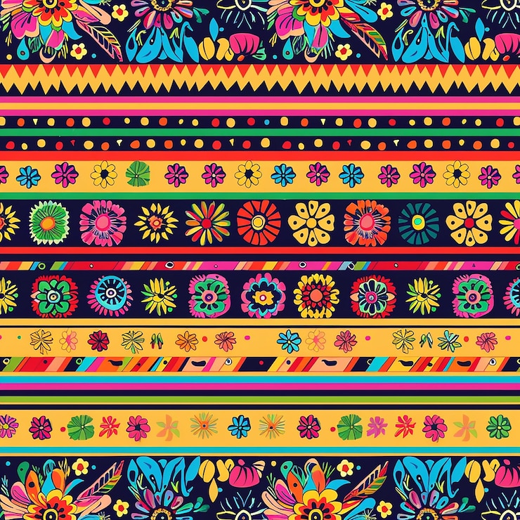 Fotografie a colorful background with a colorful design with flowers and a butterfly