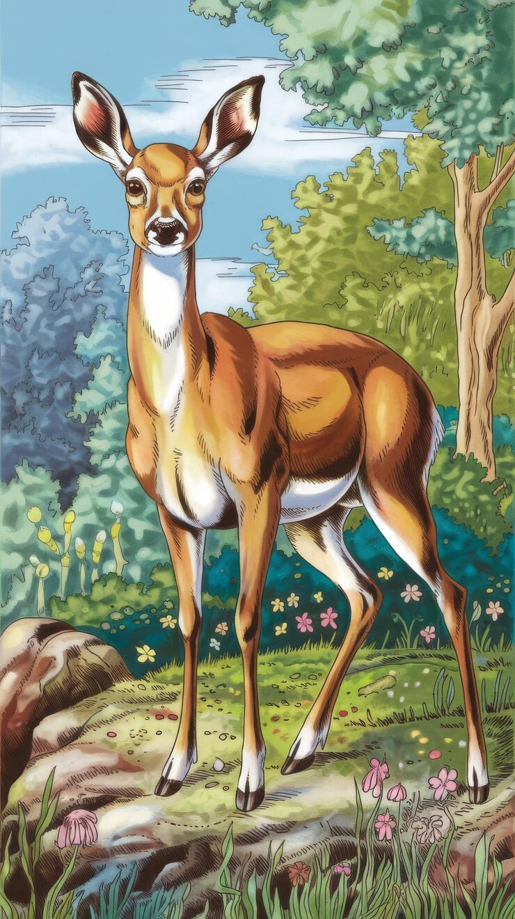 Fotografie a colorful illustration of a deer in a forest