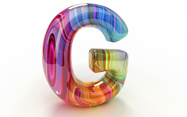 a colorful letter c is made of rainbow colored glass