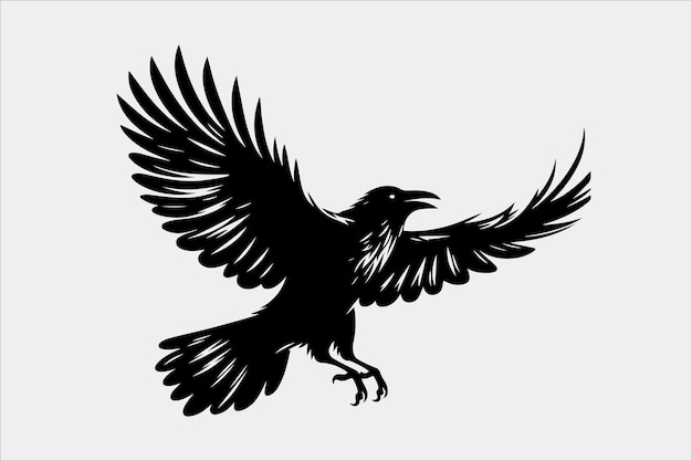 A crow flying silhouette vector style design