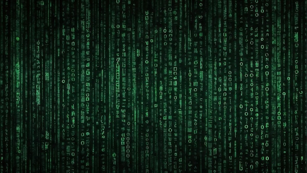 A dark green background with bright green falling characters