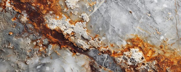 A detailed look at the intersection of rust and marble textures with the rust appearing to creep