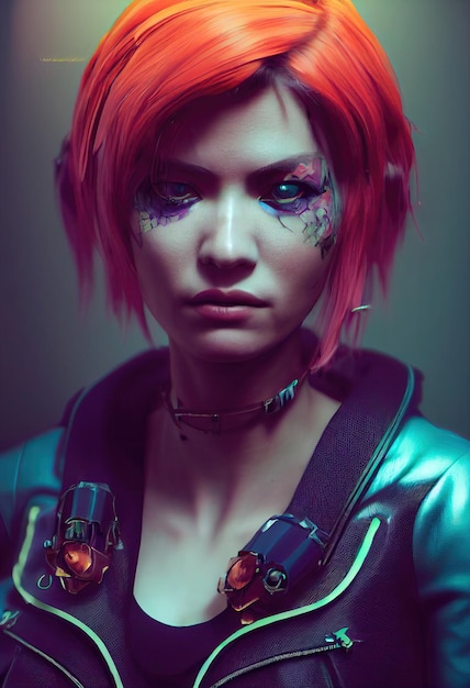 a fantasy fictional beauty a fashionable woman with pink hair and beautiful eyes
