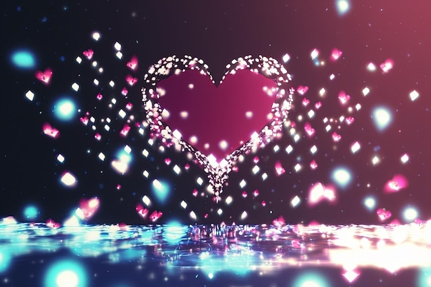 a heart shaped object floating on top of a body of water generative ai
