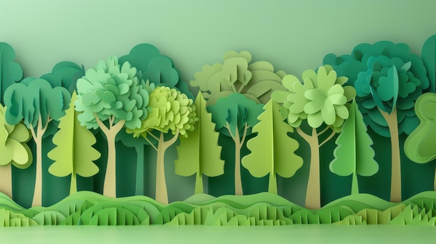 a paper cut of a forest with trees