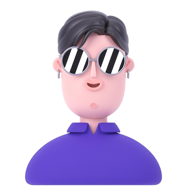 a purple figure with black and white stripes is wearing a purple shirt with a black and white stripe