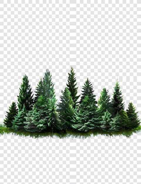 a set of pine trees on a transparent background