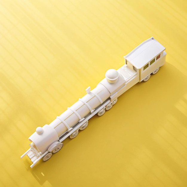 a toy train made by lego company is on a yellow surface