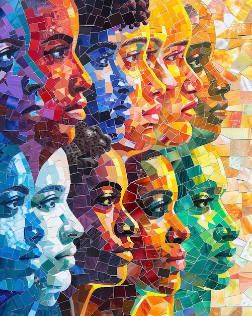 A vibrant mosaic of faces representing the diversity within the autism community