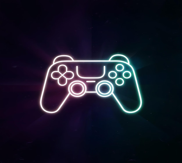 a video game controller with a green neon light on the top
