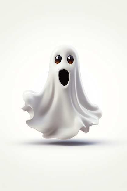 a white ghost with a mouth open