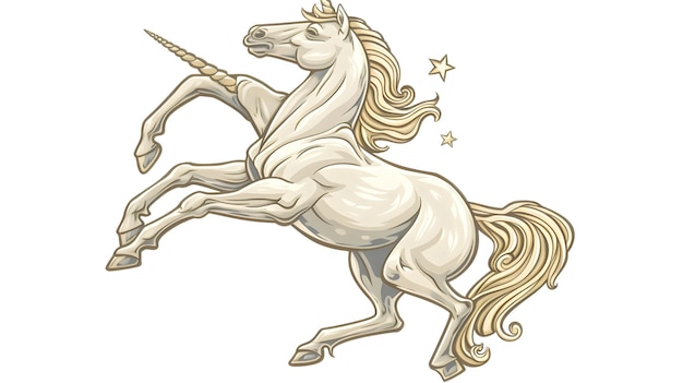 a white unicorn with a gold mane and tail