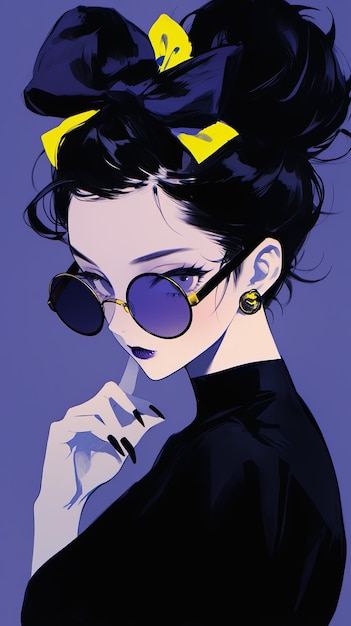A woman with sunglasses and a bow on her head Generative AI
