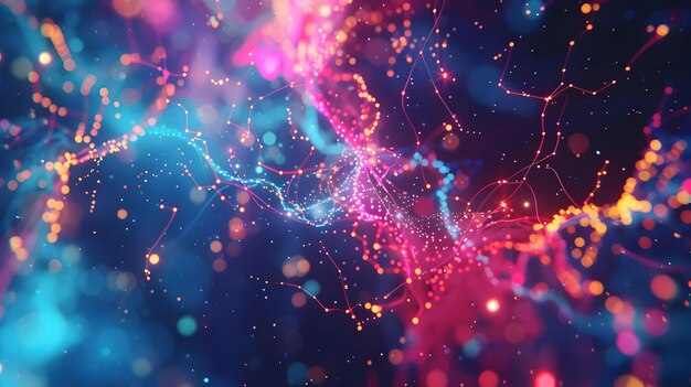 Abstract 3D Background with Colorful Lines and Bokeh