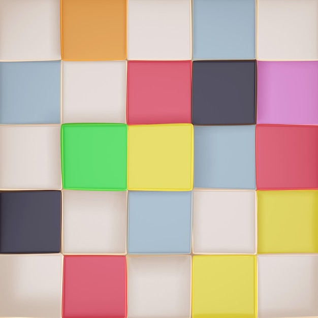 abstract 3d illustration of stacked irregular colored cubes