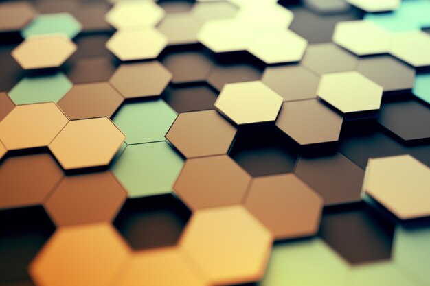 Abstract 3D Rendering of Surface with Hexagons