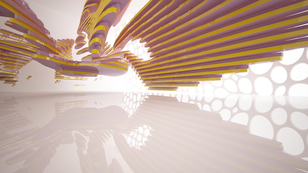 abstract architectural white and glass gradient color interior of a minimalist house