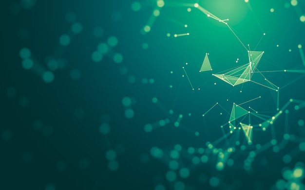 Abstract background. Molecules technology with polygonal shapes, connecting dots and lines.