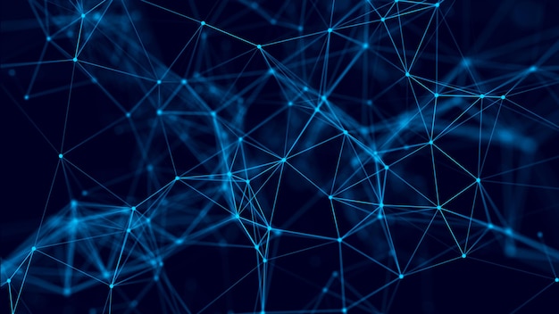 Abstract background with connecting dots and lines Network connection structure 3D rendering