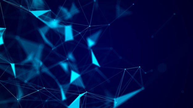 abstract background with moving dots and lines network connection structure futuristic illustration digital technology design 3d rendering