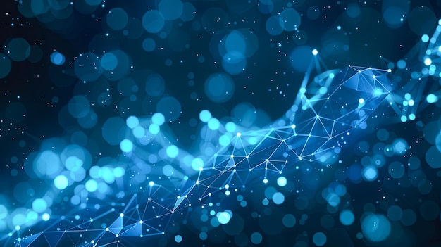 abstract blue background with connecting dots and lines network connection structure