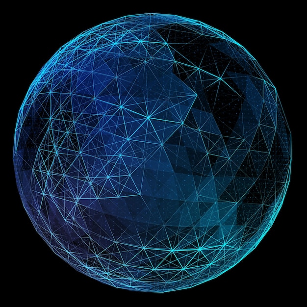 Abstract blue network globe. Technology concept of global communication.