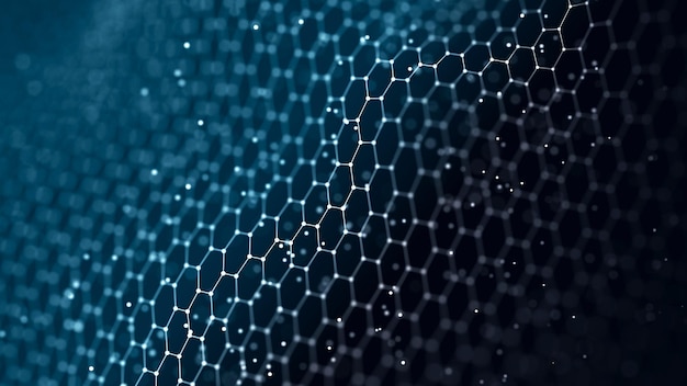 abstract chain of hexagonal shapes data technology background 3d