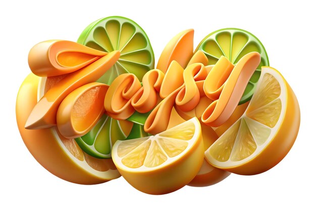 abstract citrus slices forming a refreshing wave with zesty fresh text concept as a vibrant vector
