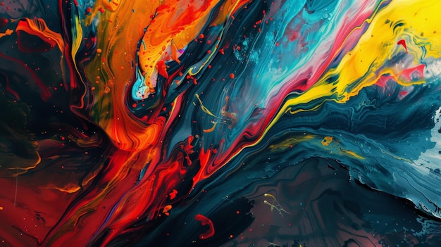 Abstract colorful acrylic paint background Vivid fluid art texture Modern creative artwork with vibrant blending colors and dynamic movement
