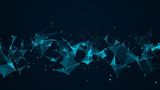 Abstract digital background Space filled with polygons and dots 3D wave rendering
