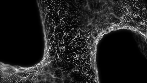 Abstract digital wave with dots Technology background with DNA Futuristic music sound wave Big data visualisation with particle cyber flow 3d rendering