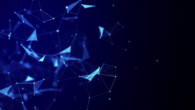 Abstract geometric background with connecting points and lines Abstract blue digital background Network concept Big data complex with compounds 3D rendering