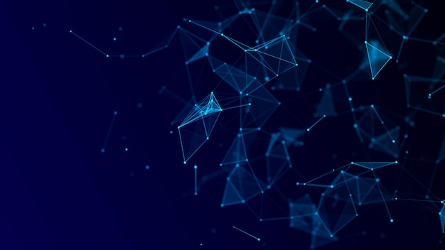 Abstract geometric background with connecting points and lines Abstract blue digital background Network concept Big data complex with compounds 3D rendering