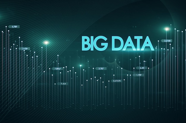 Abstract glowing digital big data backdrop Technology and database concept 3D Rendering